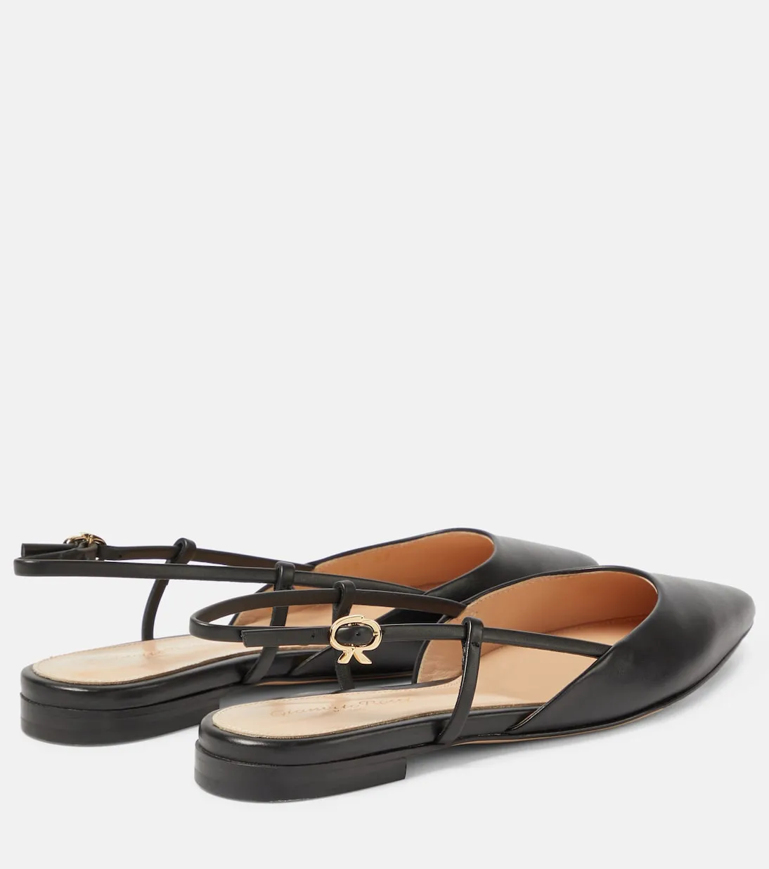 Gianvito Rossi Ascent 05 Leather Slingback Ballet Shoes, Black