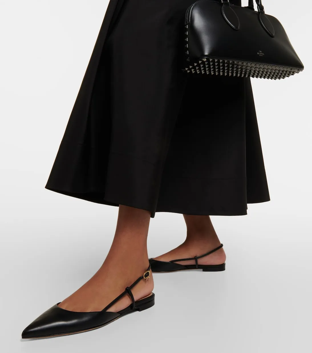 Gianvito Rossi Ascent 05 Leather Slingback Ballet Shoes, Black