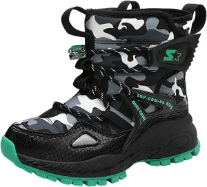 Girls Boys Winter Boots Waterproof Hiking Snow Boots Warm Fur Lined Outdoor Non-Slip Snow Boot for Little Kids