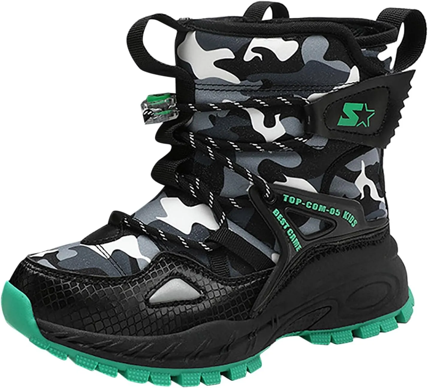 Girls Boys Winter Boots Waterproof Hiking Snow Boots Warm Fur Lined Outdoor Non-Slip Snow Boot for Little Kids