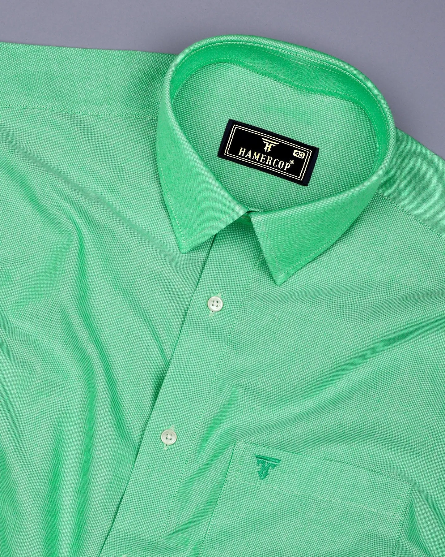 Grass Green Plain Oxford Cotton Formal Shirt