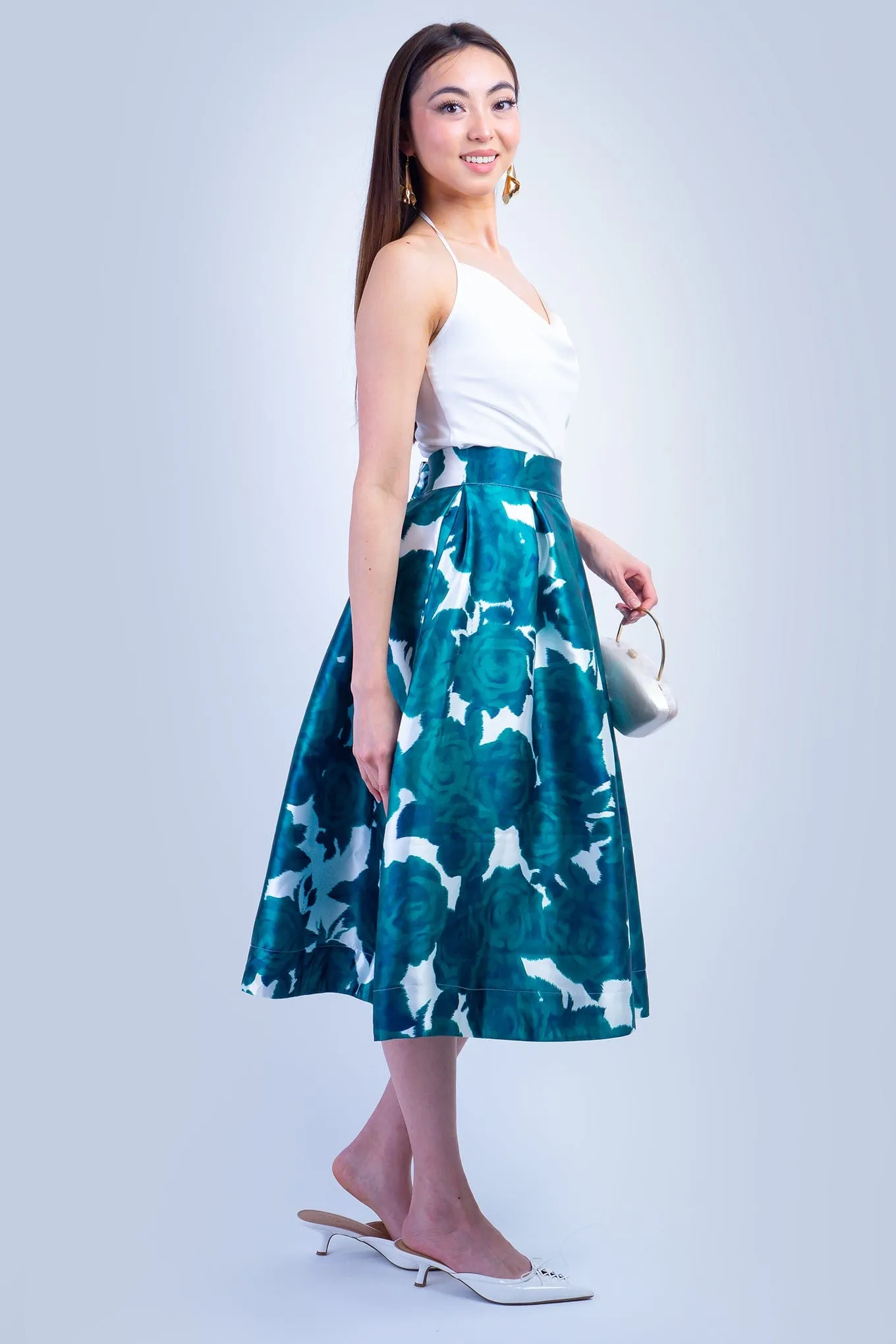 Green Rose Taffeta Full Skirt