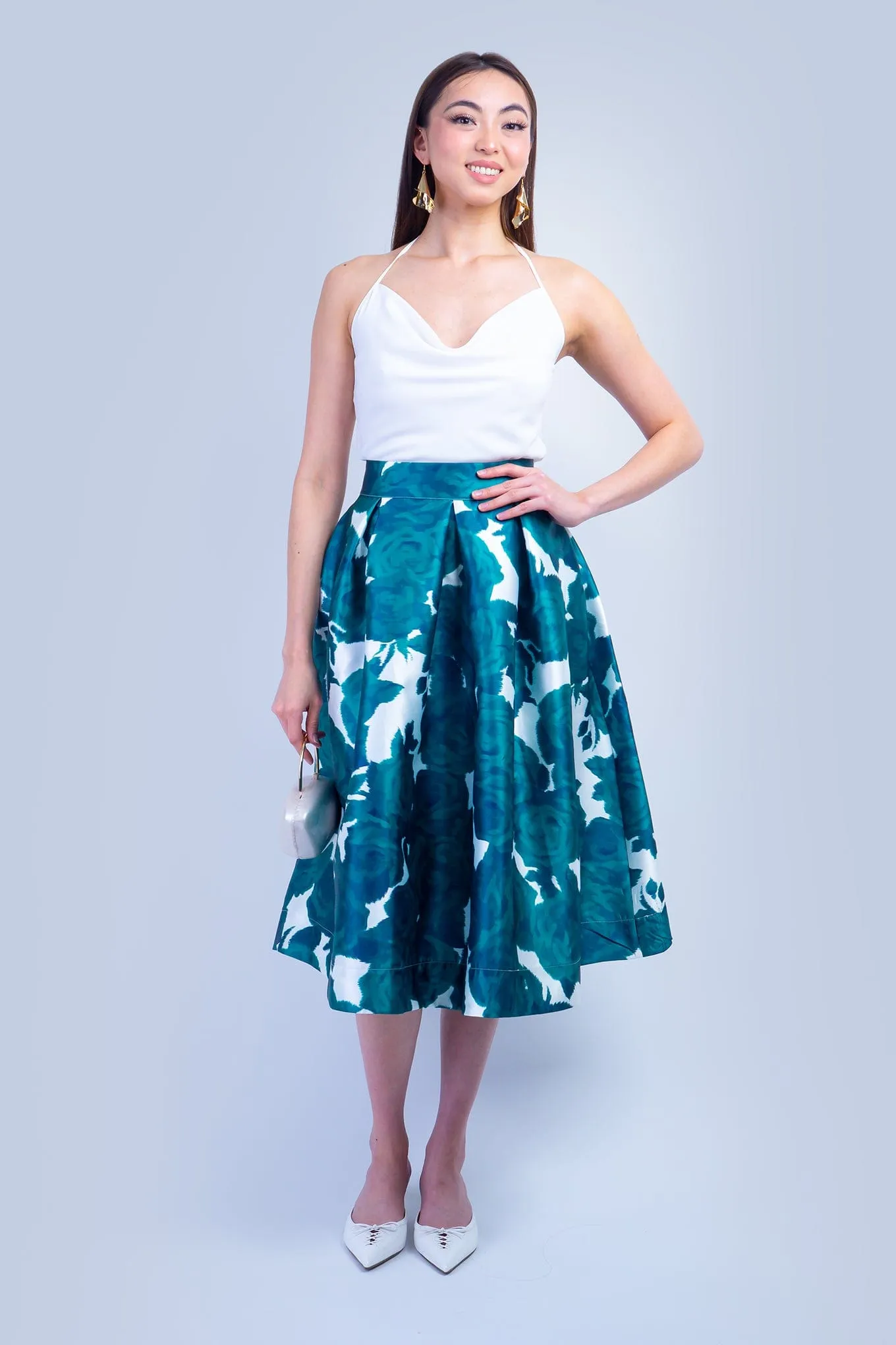 Green Rose Taffeta Full Skirt