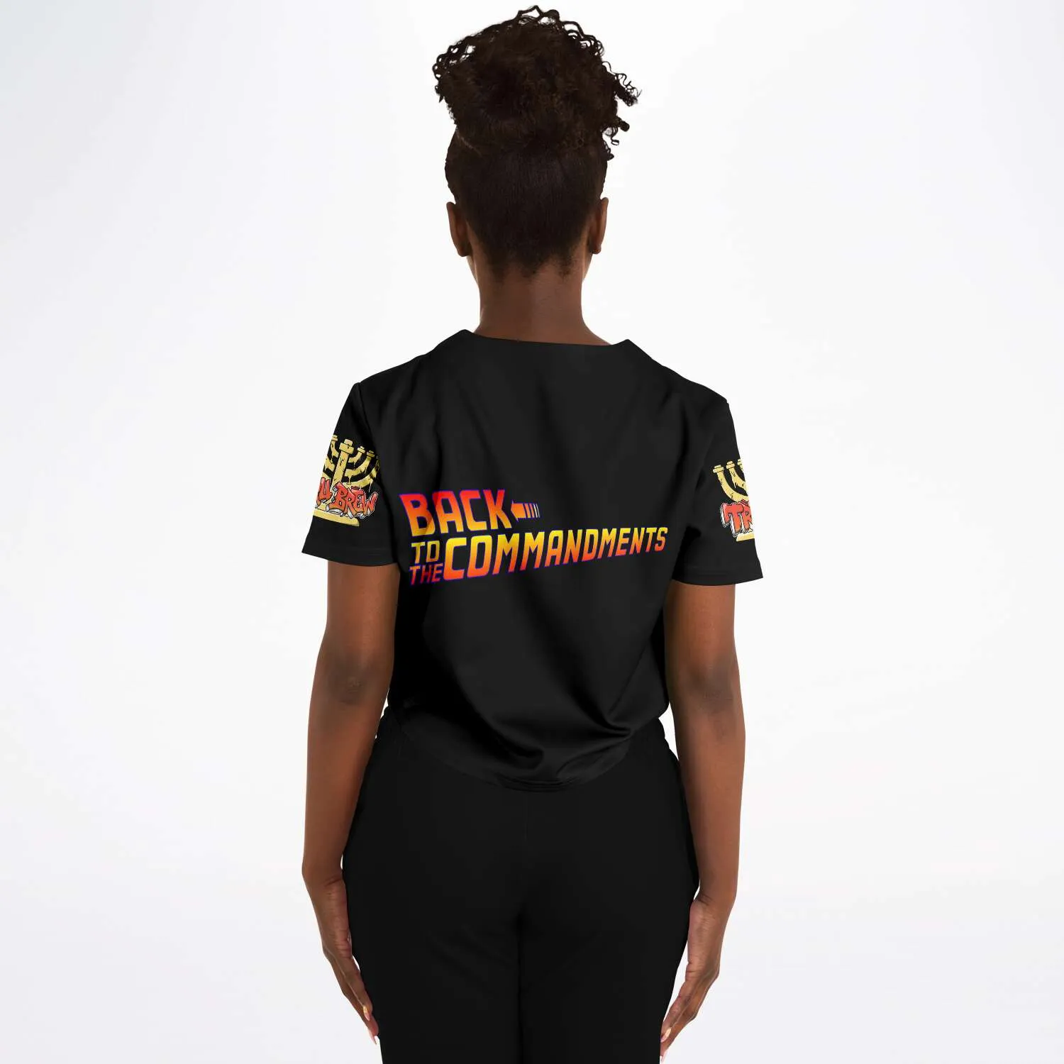 Hebrew Israelite Women's Back To The Commandments Black Baseball Jersey