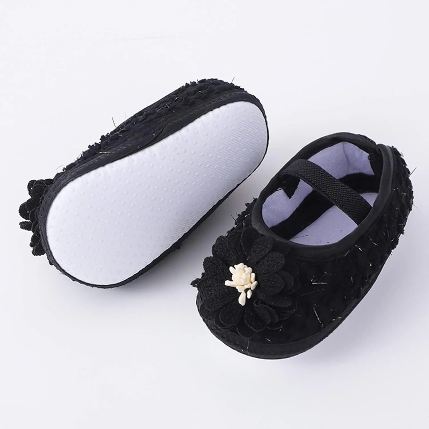 Infant Baby Mary Jane Flat Princess Wedding Dress Shoes Crb Shoe for Newborns Non-Slip for Toddler First Walkes