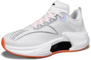 JUCAILAO Men Sneakers Shoes Men Shoes Men Casual Shoes Men's Basketball Shoes Men Running Shoes Work Cross Shoes Walking Shoes (7,White Orange)