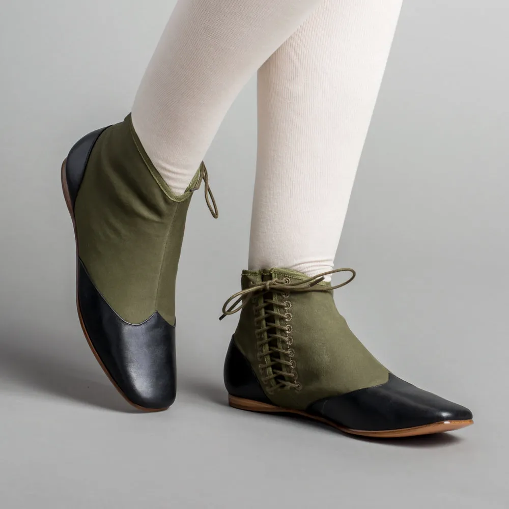 Keckley Women's Victorian Side-Lace Boots (Green/Black)