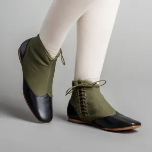 Keckley Women's Victorian Side-Lace Boots (Green/Black)