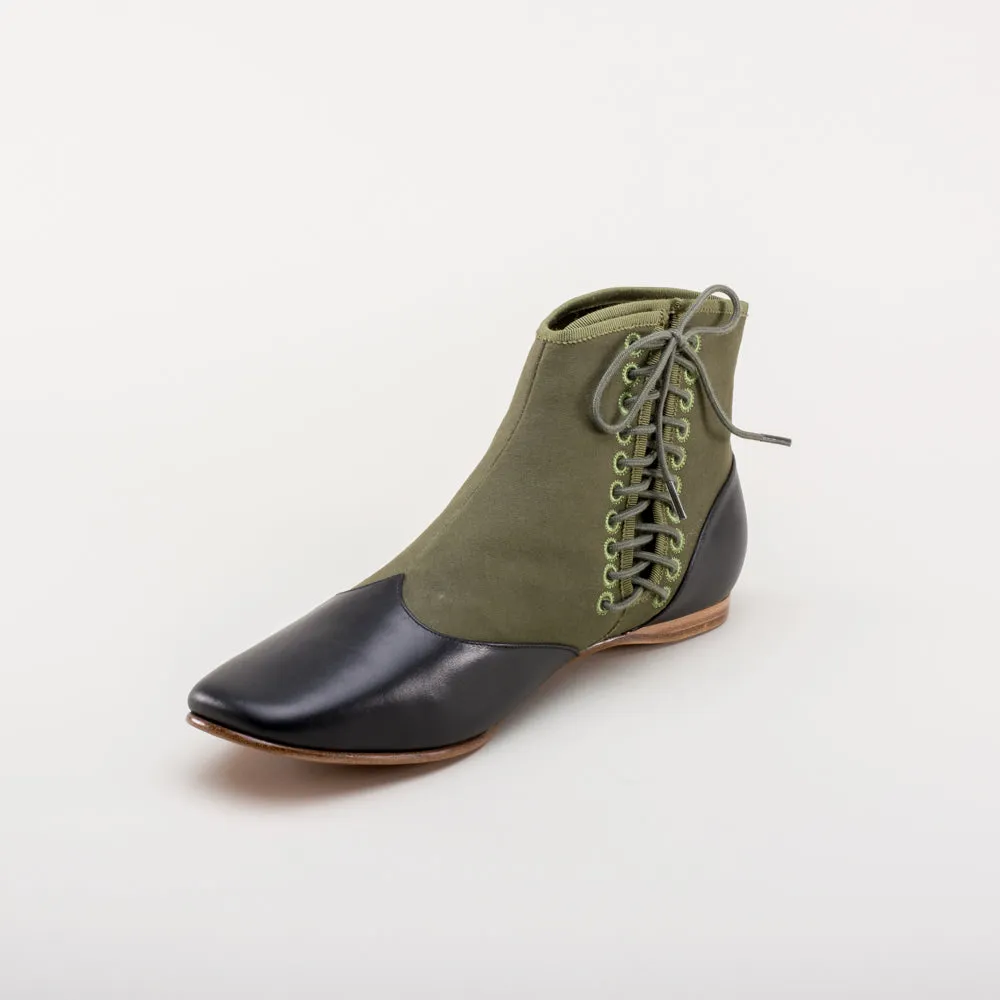 Keckley Women's Victorian Side-Lace Boots (Green/Black)