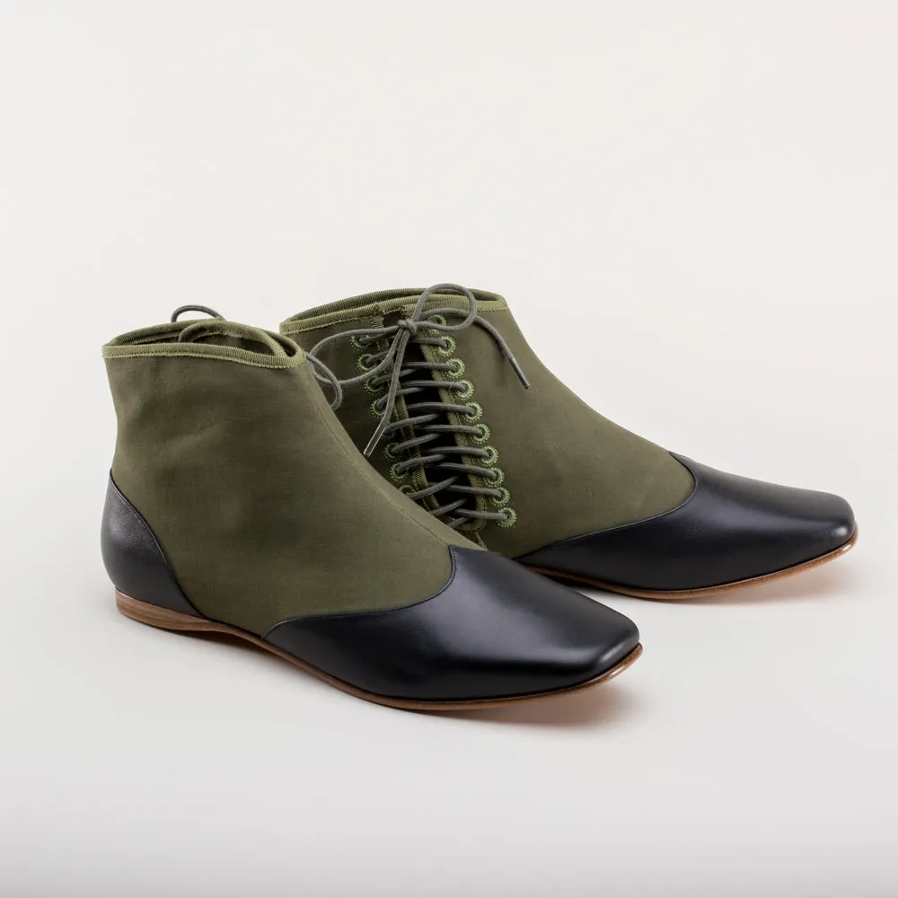 Keckley Women's Victorian Side-Lace Boots (Green/Black)