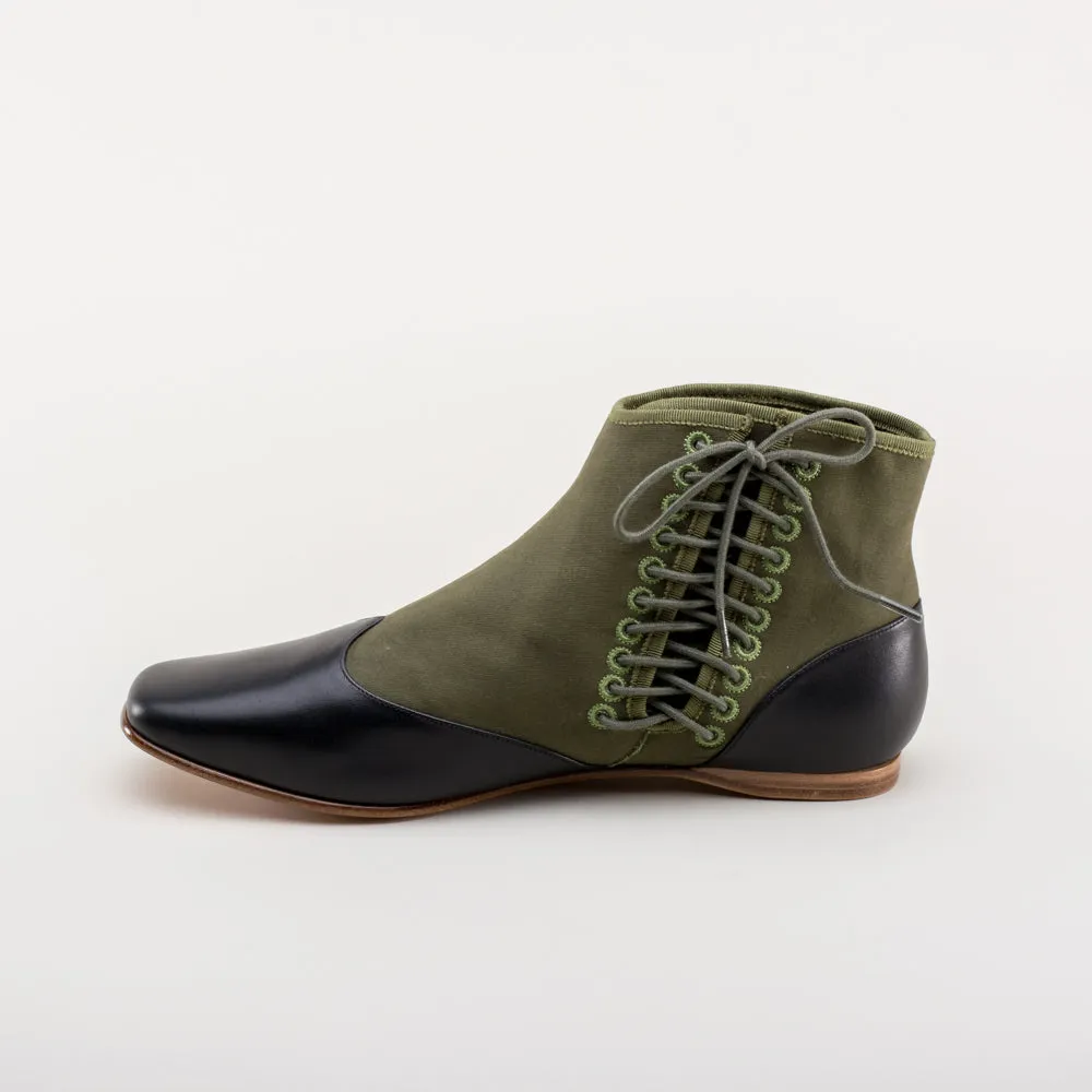 Keckley Women's Victorian Side-Lace Boots (Green/Black)