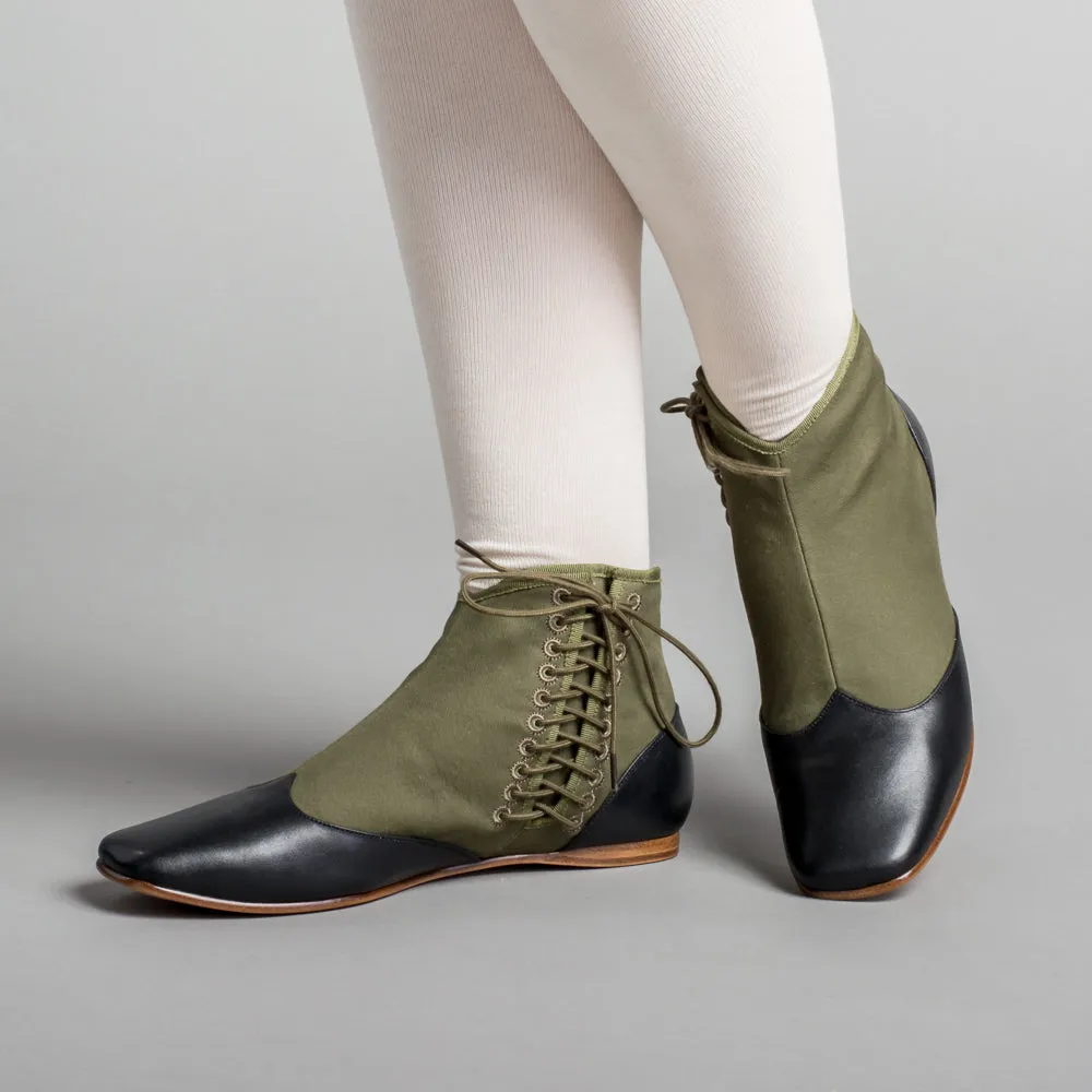 Keckley Women's Victorian Side-Lace Boots (Green/Black)