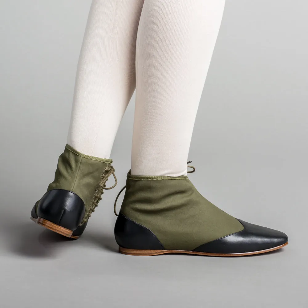 Keckley Women's Victorian Side-Lace Boots (Green/Black)