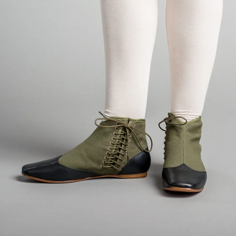 Keckley Women's Victorian Side-Lace Boots (Green/Black)