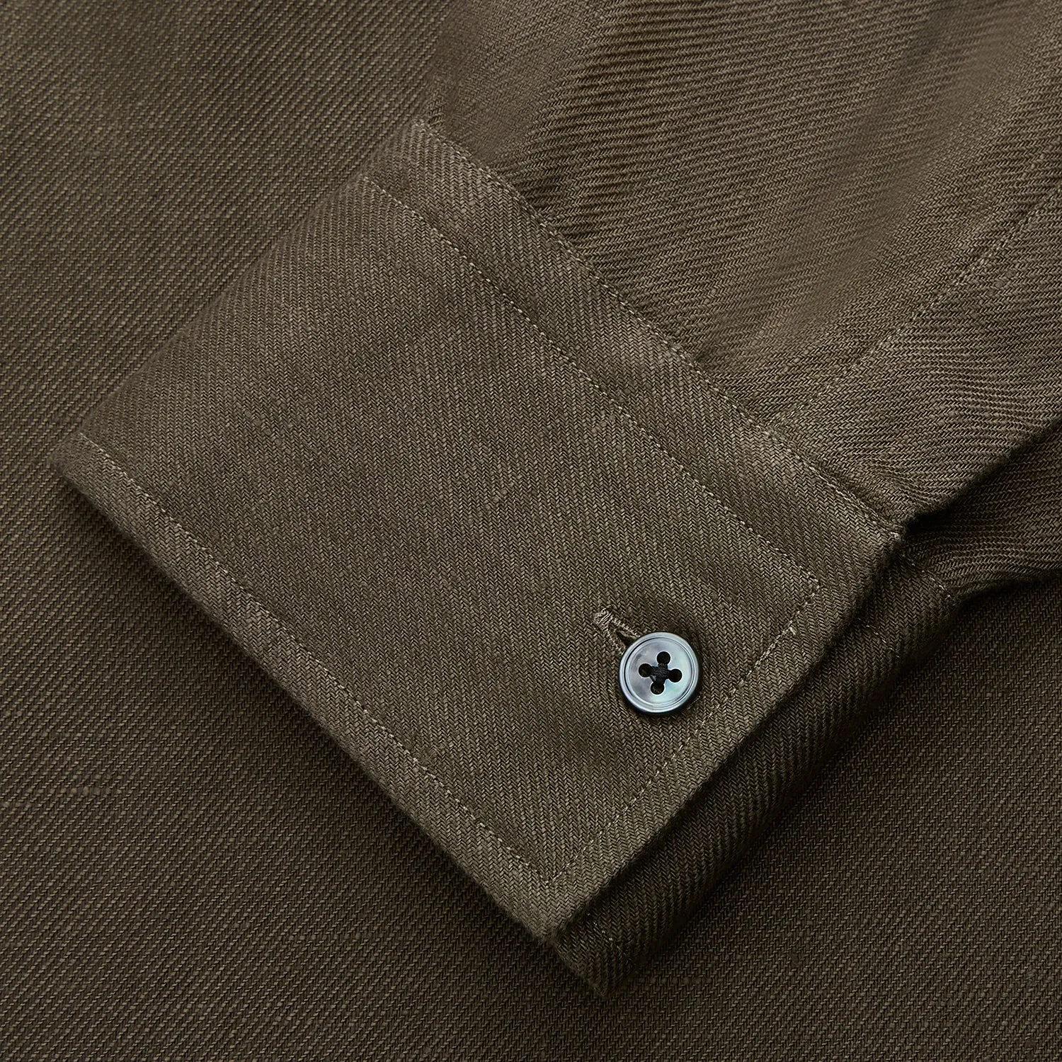 Khaki Green Linen Weekend Fit Langston Shirt