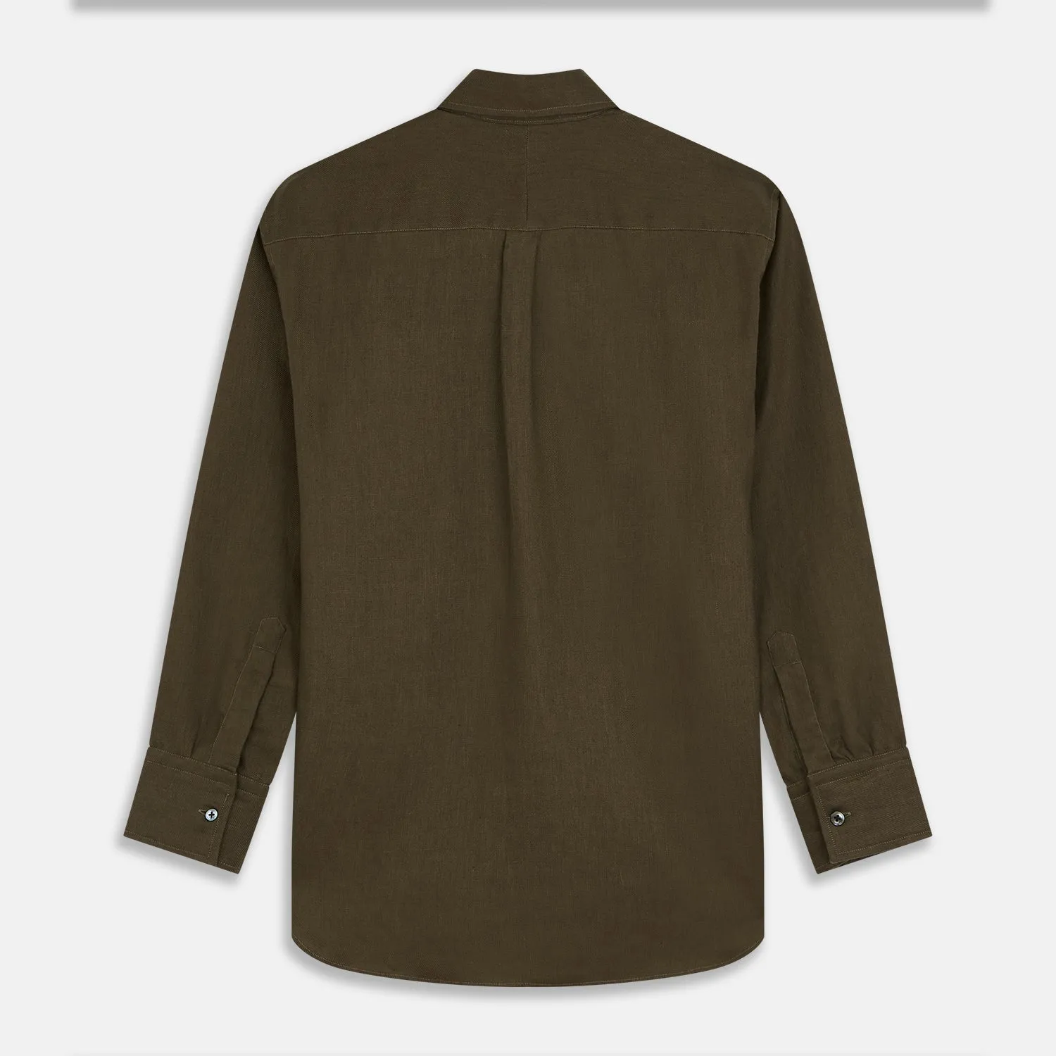 Khaki Green Linen Weekend Fit Langston Shirt