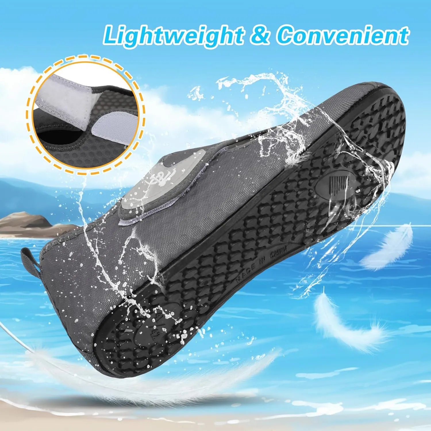 LeIsfIt Water Shoes for Women Men Wide Swim Beach Barefoot Shoes Quick Dry Aqua Socks for Pool Diving Boating River Yoga Lake Surf