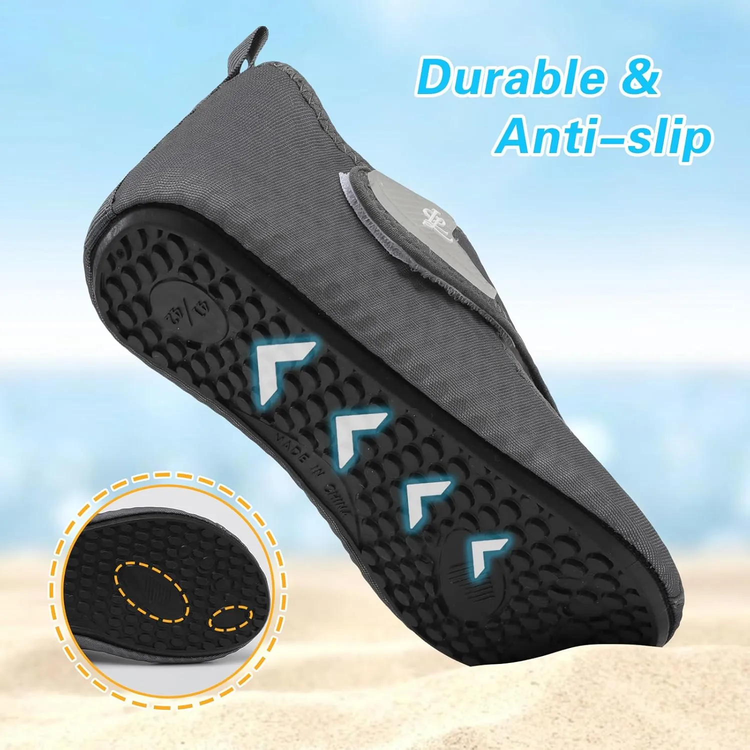 LeIsfIt Water Shoes for Women Men Wide Swim Beach Barefoot Shoes Quick Dry Aqua Socks for Pool Diving Boating River Yoga Lake Surf