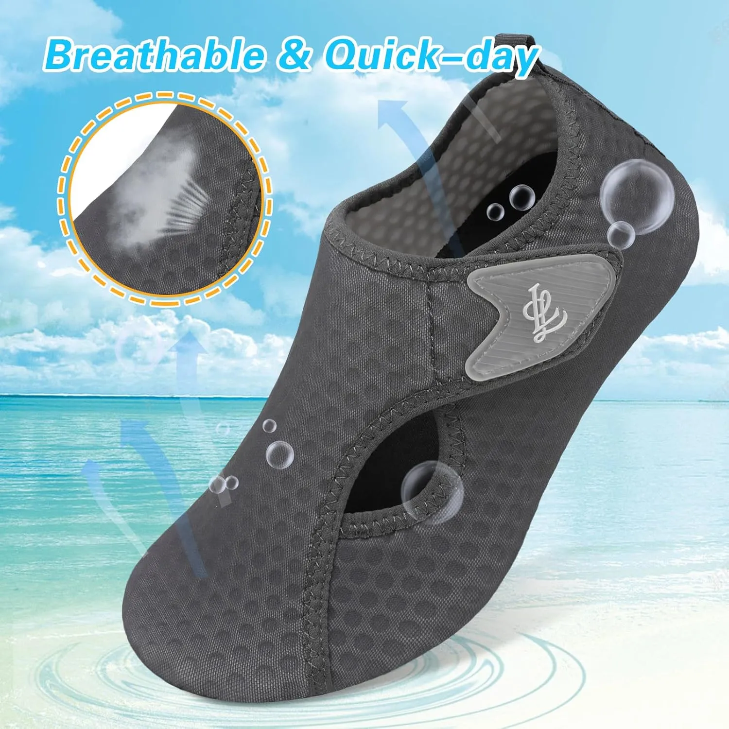 LeIsfIt Water Shoes for Women Men Wide Swim Beach Barefoot Shoes Quick Dry Aqua Socks for Pool Diving Boating River Yoga Lake Surf