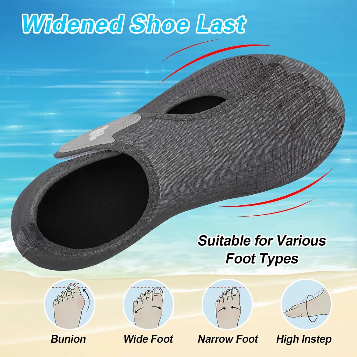 LeIsfIt Water Shoes for Women Men Wide Swim Beach Barefoot Shoes Quick Dry Aqua Socks for Pool Diving Boating River Yoga Lake Surf