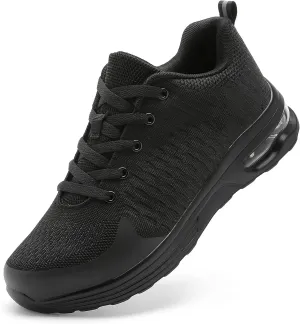 LUPWEE Steel Toe Shoes for Men Women, Slip Resistant Safety Work Shoes Puncture Proof Comfortable Indestructible Sneakers with Specialized Work Insole for Industry Construction Warehouse Black M5.5