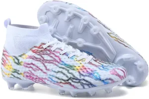 Maylrvjv Men's High Top Soccer Shoes Football Boots Futsal Cleats Competition Training Indoor Outdoor Sports Sneakers