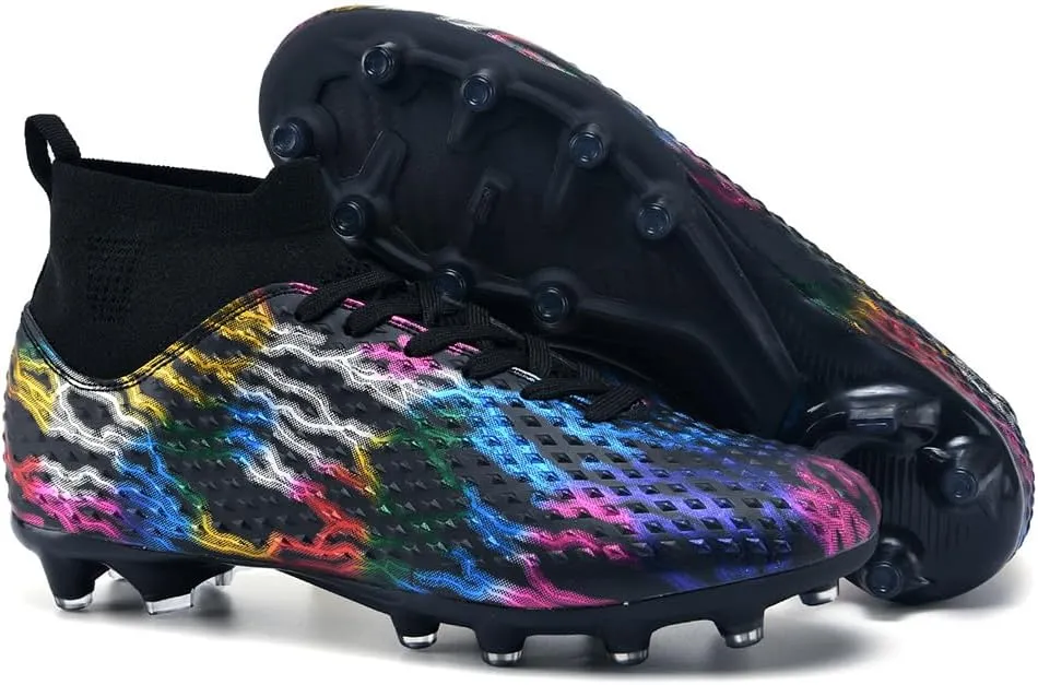 Maylrvjv Men's High Top Soccer Shoes Football Boots Futsal Cleats Competition Training Indoor Outdoor Sports Sneakers