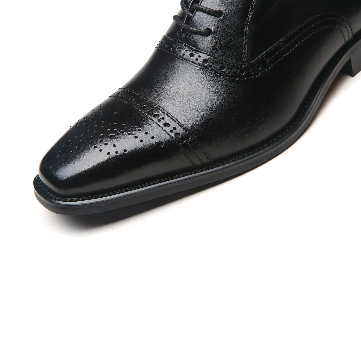 Men's Cap Toe Lace up Oxford Dress Shoes Posh-1-black