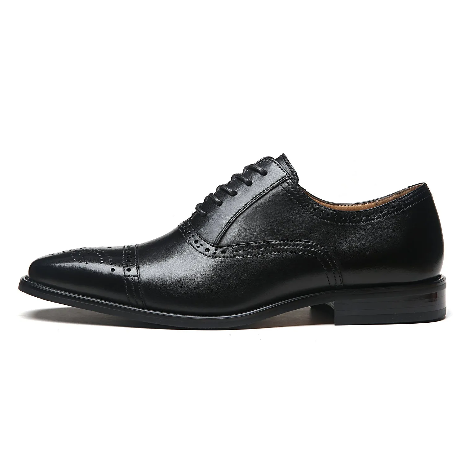 Men's Cap Toe Lace up Oxford Dress Shoes Posh-1-black