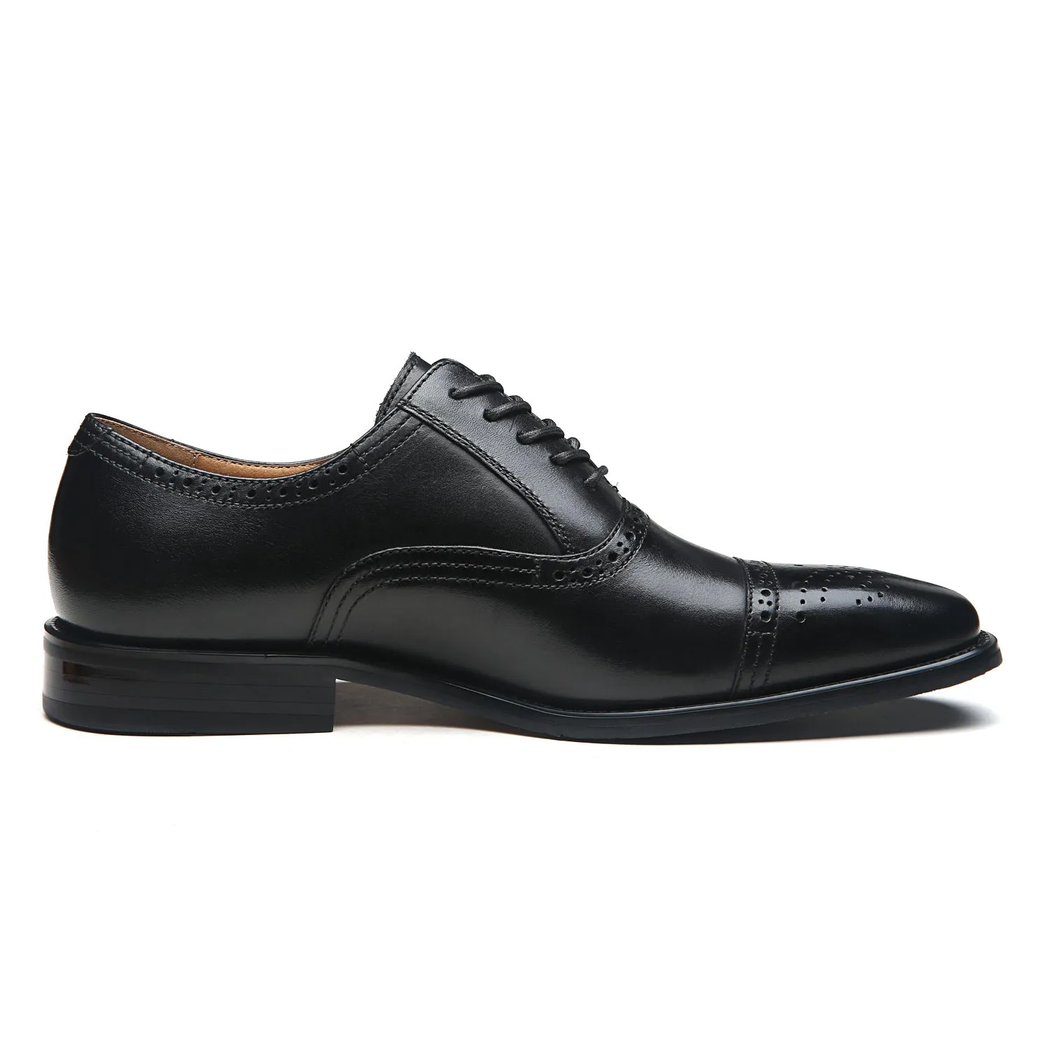 Men's Cap Toe Lace up Oxford Dress Shoes Posh-1-black