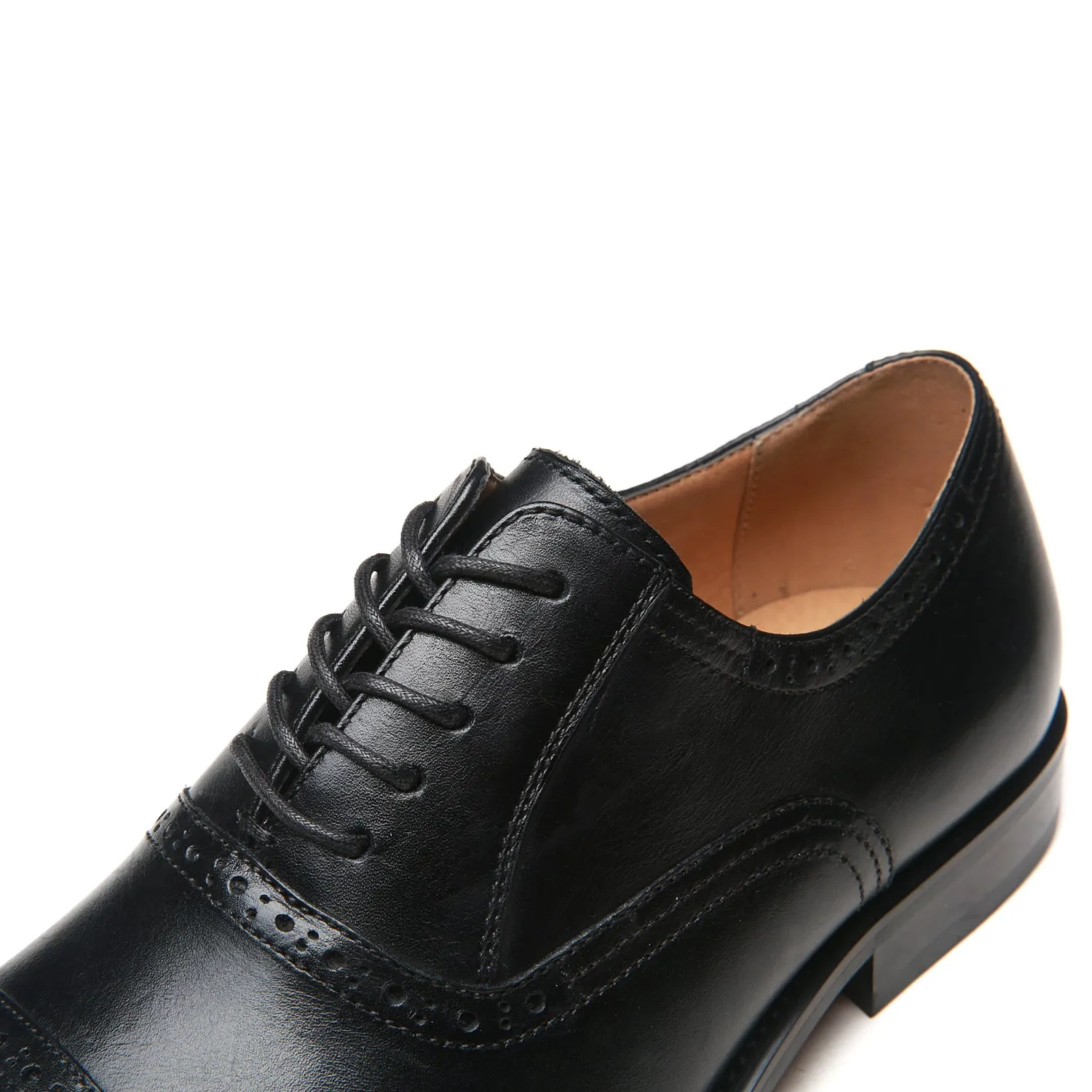 Men's Cap Toe Lace up Oxford Dress Shoes Posh-1-black