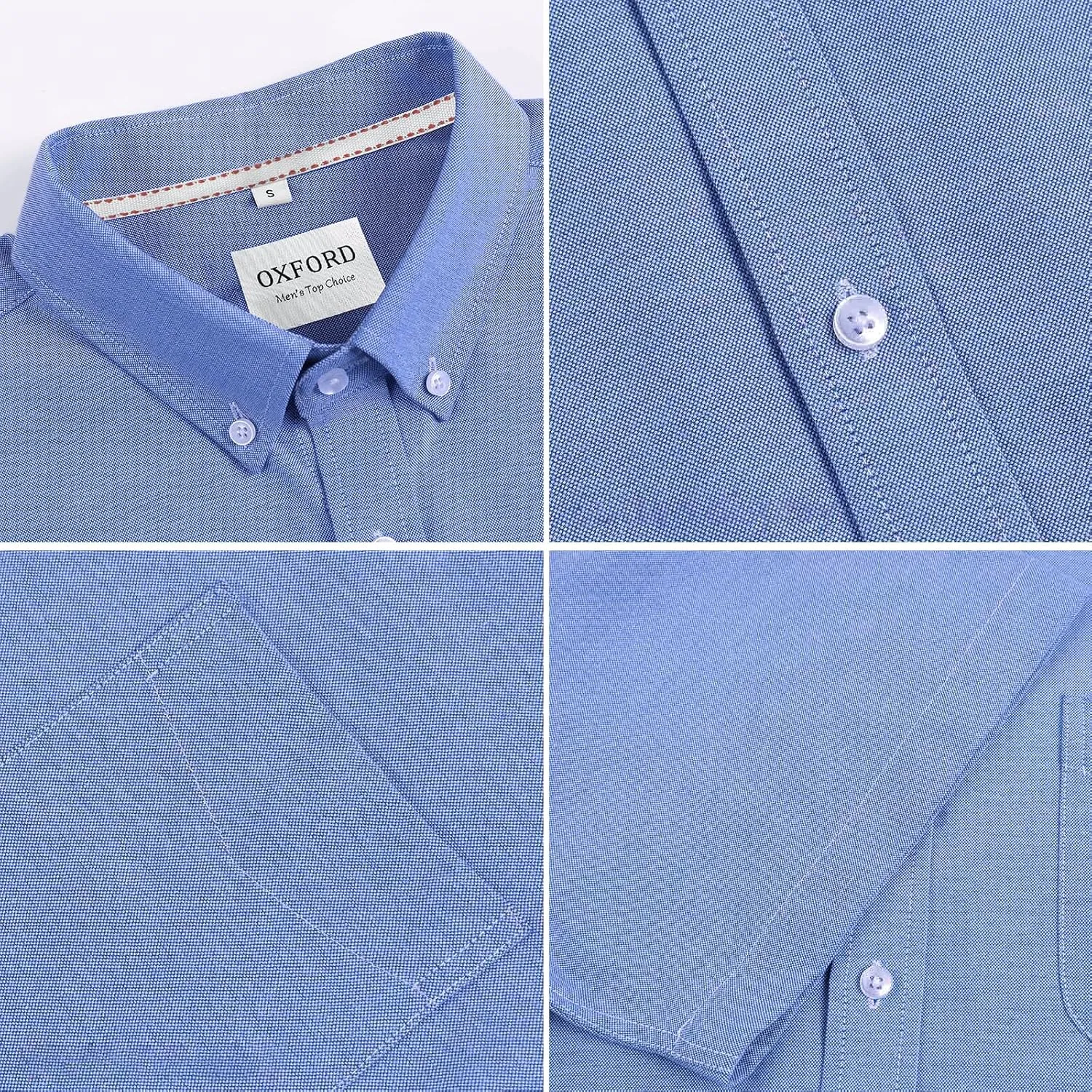Men's Cotton Oxford Shirt Short Sleeve Button Down Business Casual with Chest Pocket for Gifts