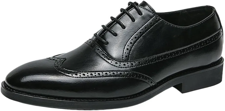 Men's Genuine Leather Oxford Dress Shoes, Fashion Brogue Business & Conference Shoes, Comfortable Formal & Banquet Shoes for Men