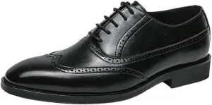 Men's Genuine Leather Oxford Dress Shoes, Fashion Brogue Business & Conference Shoes, Comfortable Formal & Banquet Shoes for Men