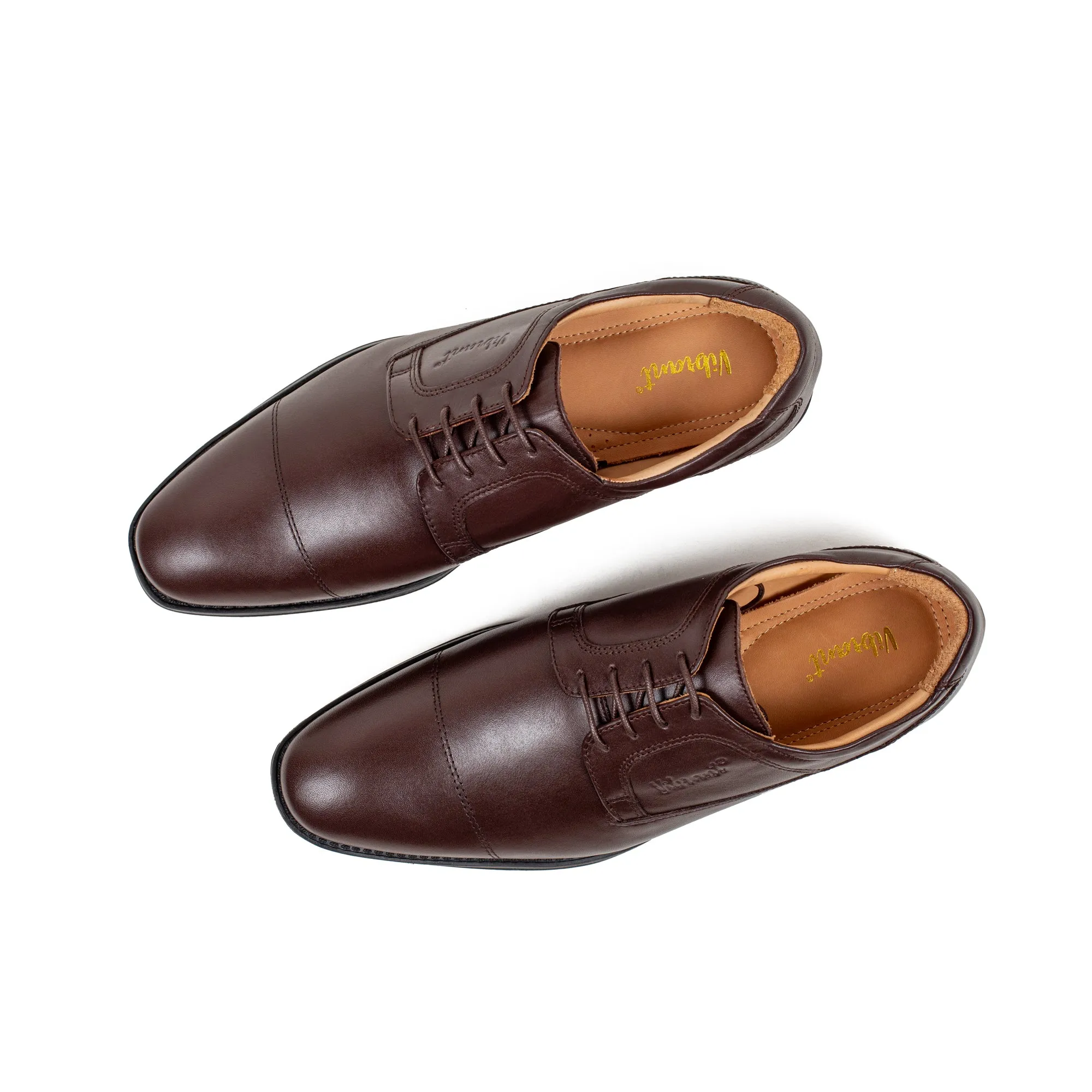Men's Premium Brown Leather Formal Oxford Shoes | Vibrant® Classic Cap-Toe Design