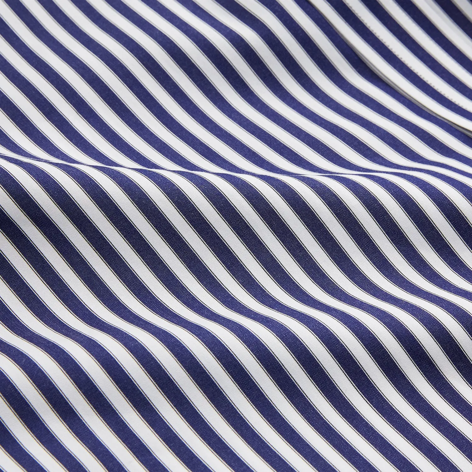 Navy & White Stripe Weekend Fit Shirt with Derby Collar and Single Button Cuffs