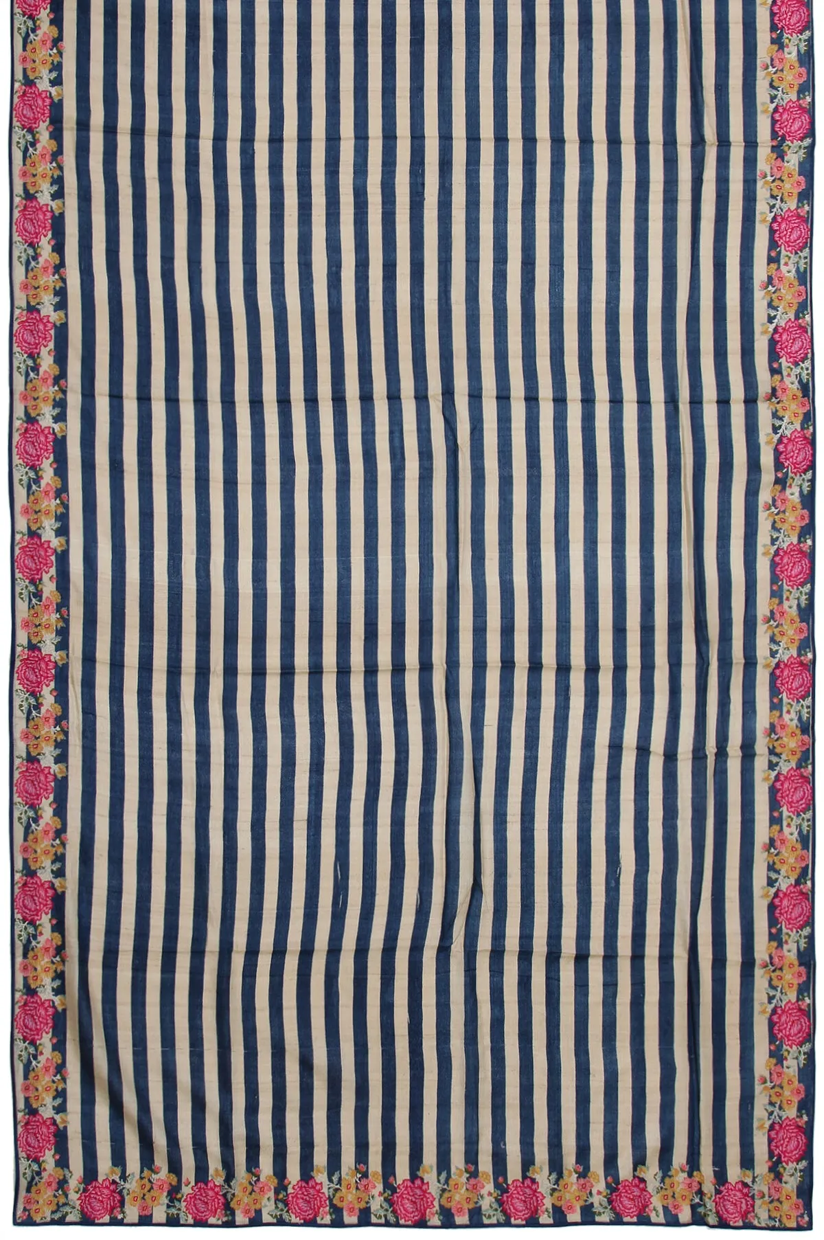 Navy Blue Tussar Silk Saree with Meenakari Work