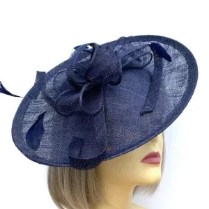 Navy Sinamay Saucer Fascinator