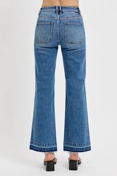 RISEN Full Size Raw Hem Ankle Bootcut Jeans Size