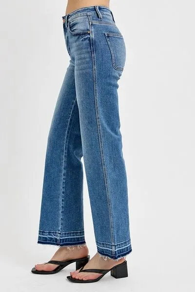 RISEN Full Size Raw Hem Ankle Bootcut Jeans Size