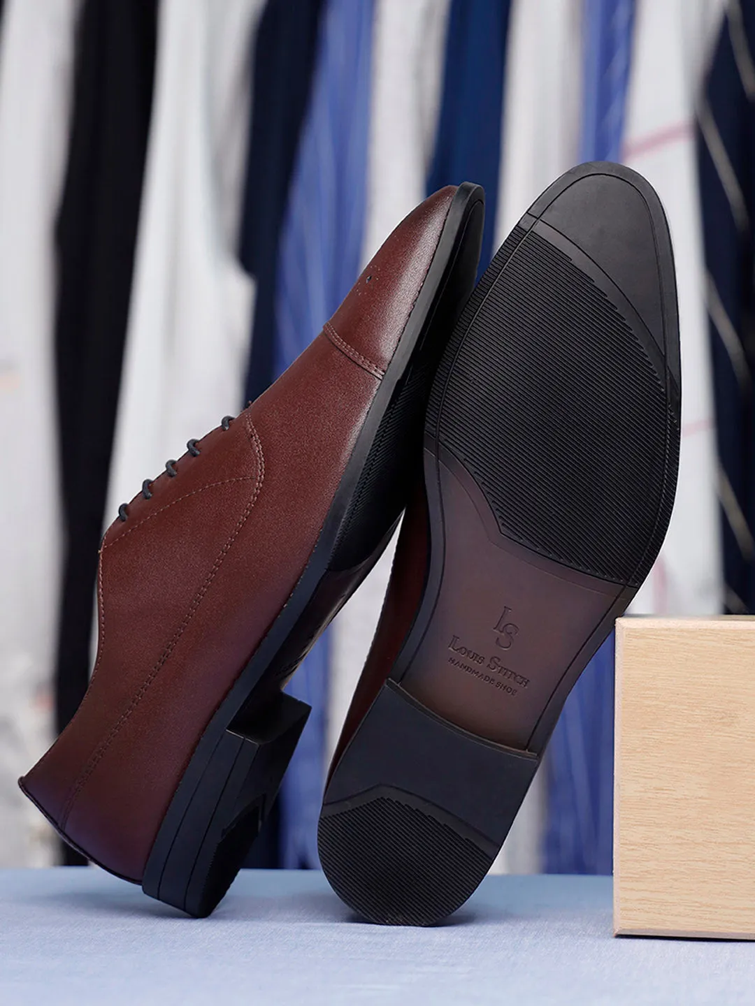 Rosewood Captoe Style Comfortable Laceups for Men