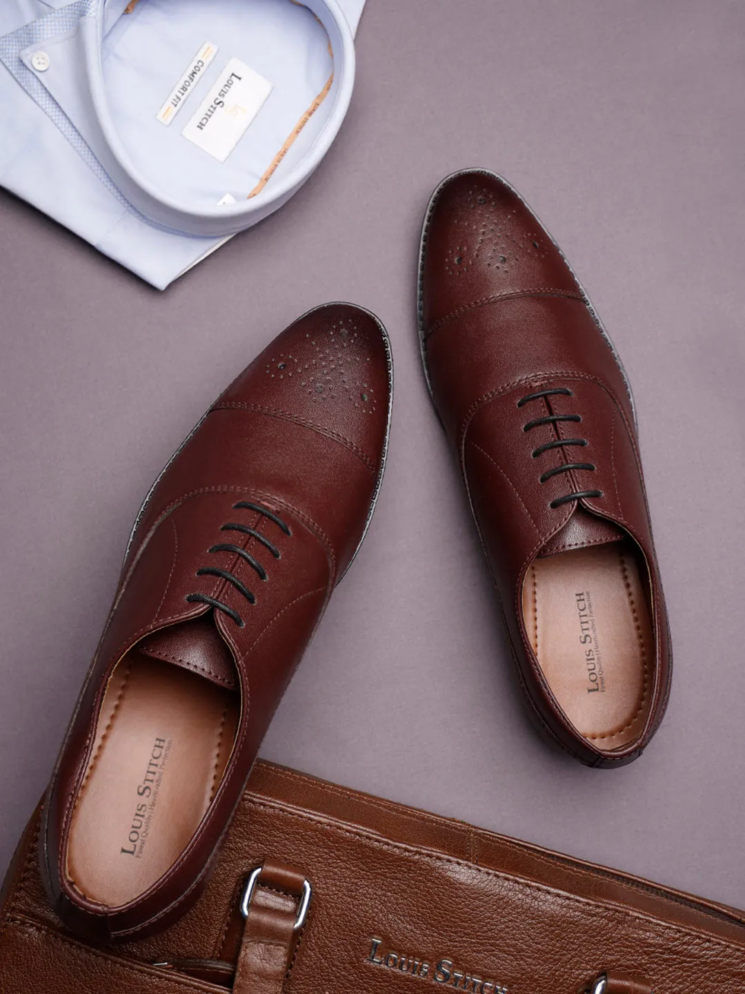 Rosewood Captoe Style Comfortable Laceups for Men