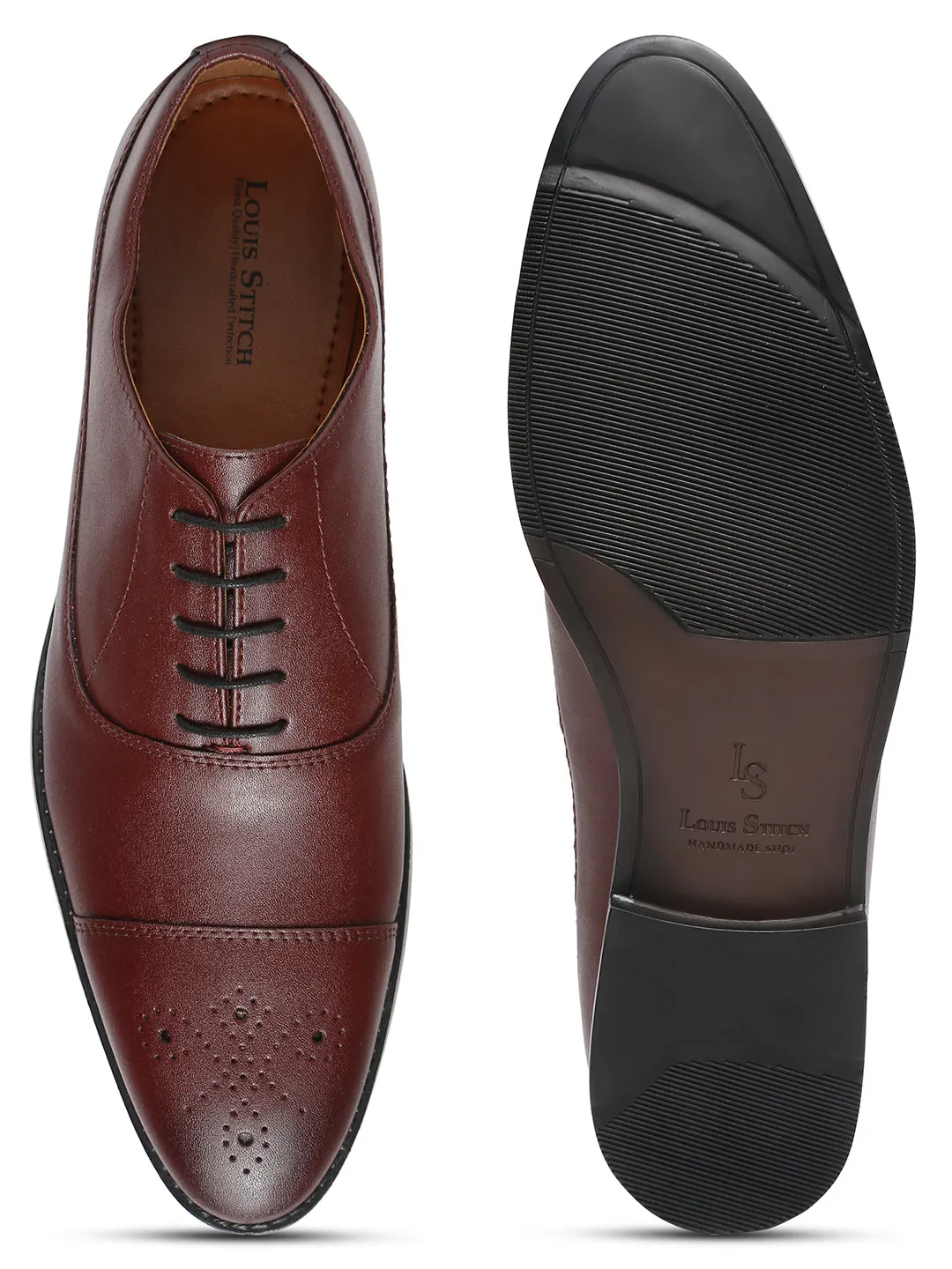 Rosewood Captoe Style Comfortable Laceups for Men
