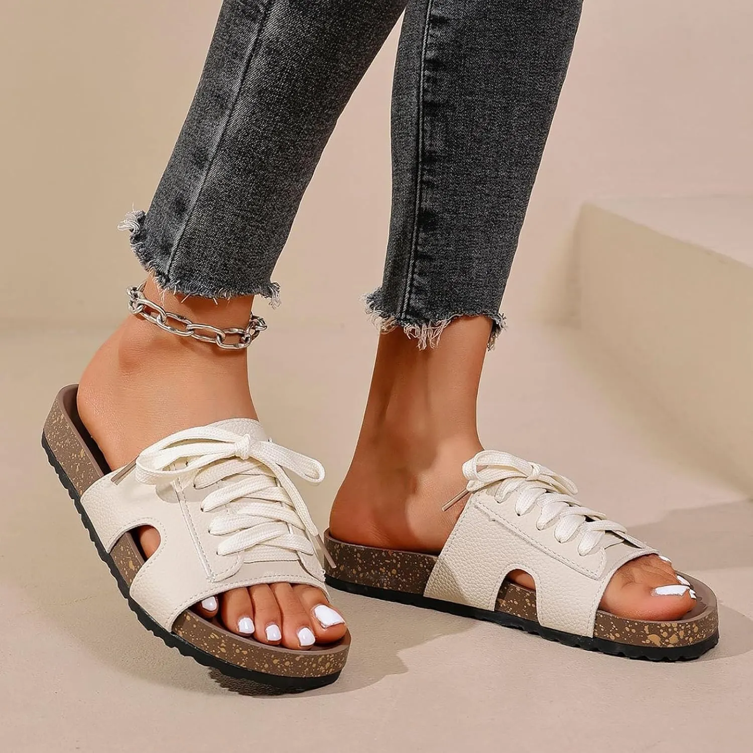 Sandals for Women 2025 Dressy Metal Decoration Slippers For Woman Wedge Heeled Slides For Womens Orthopedic Sandal