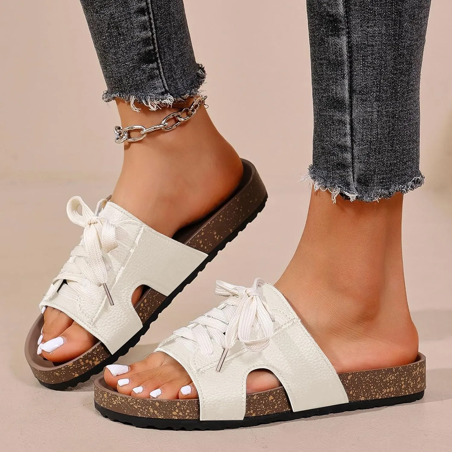 Sandals for Women 2025 Dressy Metal Decoration Slippers For Woman Wedge Heeled Slides For Womens Orthopedic Sandal