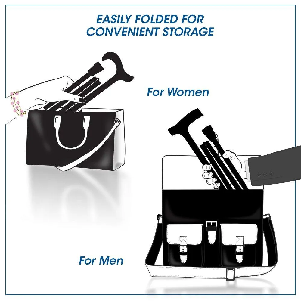 Scratch & Dent Black Adjustable Folding Derby Walking Cane V1753