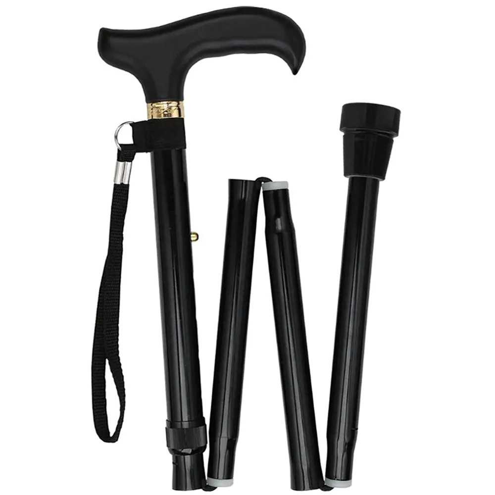 Scratch & Dent Black Adjustable Folding Derby Walking Cane V1753