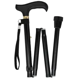 Scratch & Dent Black Adjustable Folding Derby Walking Cane V1753