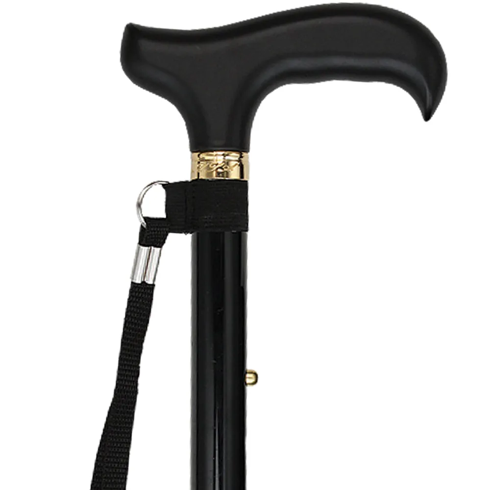 Scratch & Dent Black Adjustable Folding Derby Walking Cane V1753