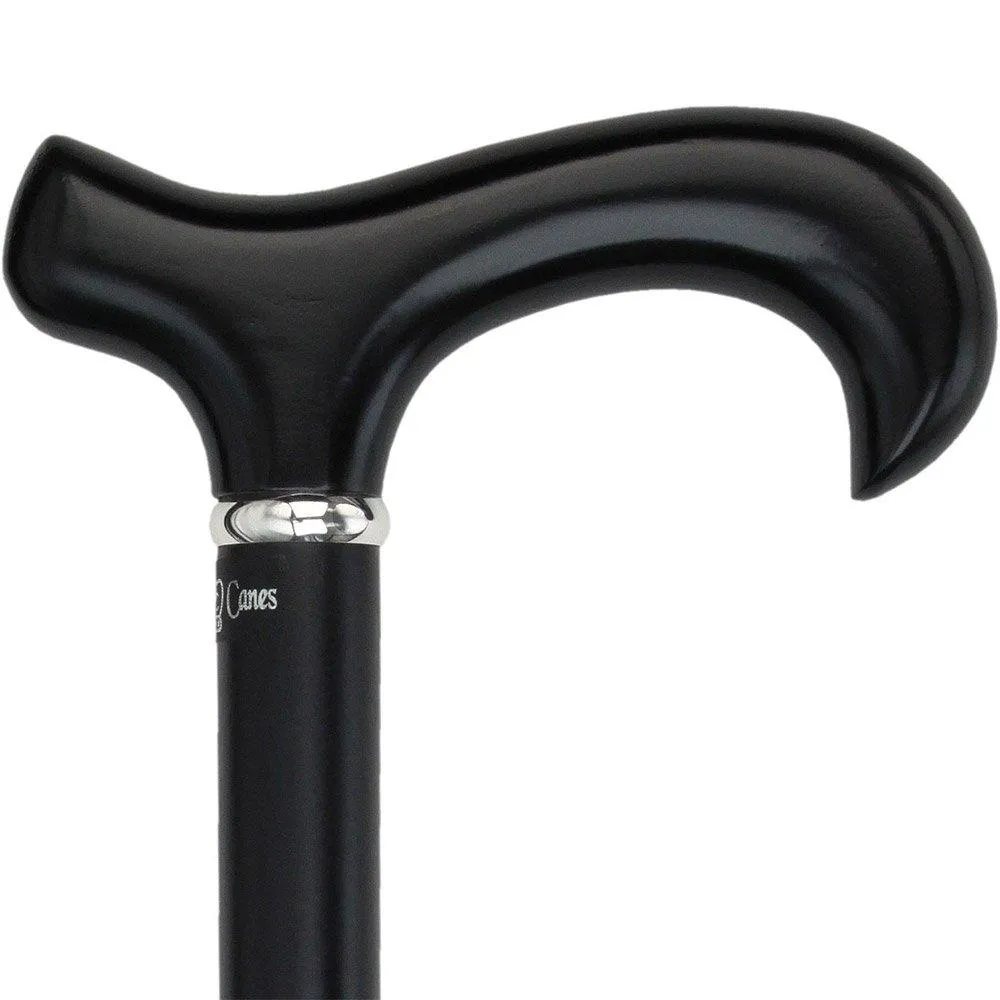 Scratch & Dent Royal Black Derby Walking Cane With Beechwood Shaft and Silver Collar V1706